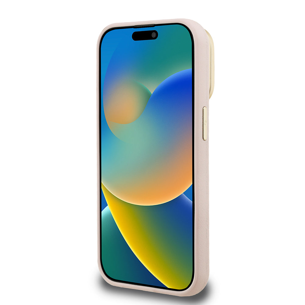 iPhone 15 Pro Max Kılıf Guess Orjinal Lisanslı Grained Yazı Logolu Kamera Standlı Kapak