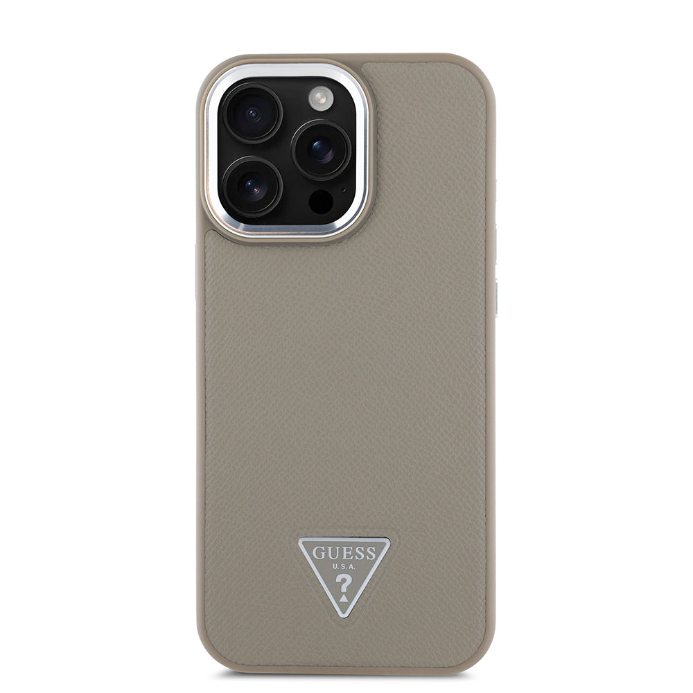iPhone 15 Pro Max Kılıf Guess Orjinal Lisanslı M-safe Şarj Özellikli Grained Triangle Kapak