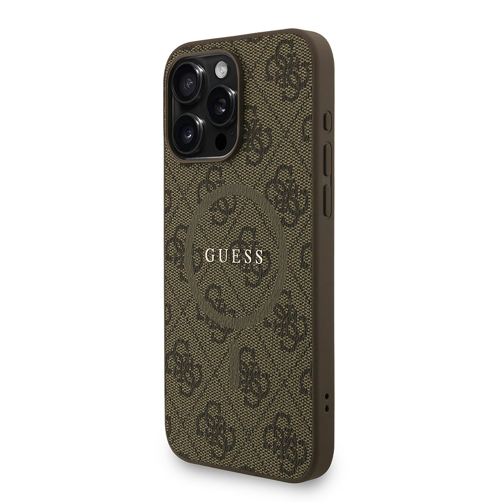 iPhone 15 Pro Max Kılıf Guess Orjinal Lisanslı M-safe Şarj Özellikli PU Deri Bilek Askı İpli Yazı Logolu Kapak