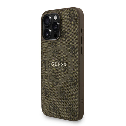 iPhone 15 Pro Max Kılıf Guess Orjinal Lisanslı M-safe Şarj Özellikli PU Deri Bilek Askı İpli Yazı Logolu Kapak