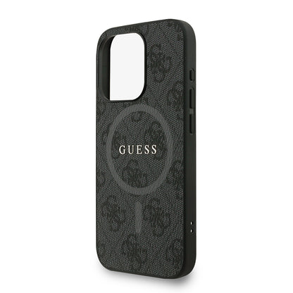 iPhone 15 Pro Max Kılıf Guess Orjinal Lisanslı M-safe Şarj Özellikli PU Deri Bilek Askı İpli Yazı Logolu Kapak