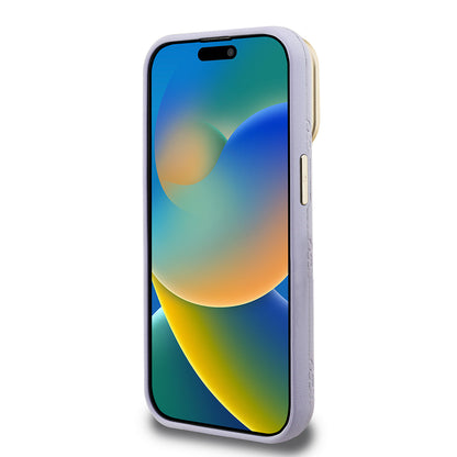 iPhone 15 Pro Max Kılıf Guess Orjinal Lisanslı M-safe Şarj Özellikli Sıcak Baskılı Yazı Logolu Kamera Standlı PU Deri Peony Kapak