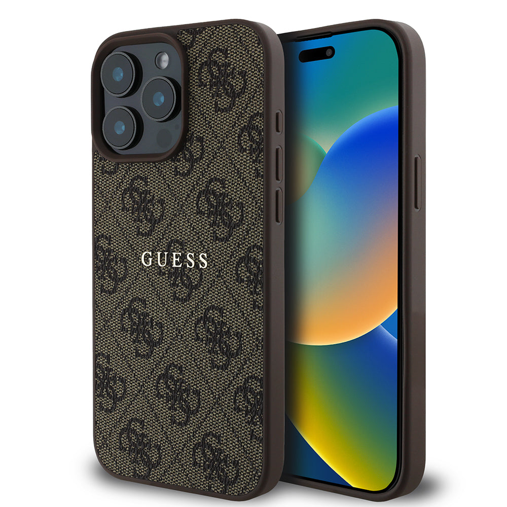 iPhone 15 Pro Max Kılıf Guess Orjinal Lisanslı M-safe Şarj Özellikli 4G Desen Yazı Logolu Kapak
