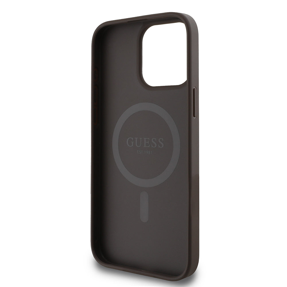 iPhone 15 Pro Max Kılıf Guess Orjinal Lisanslı M-safe Şarj Özellikli 4G Desen Yazı Logolu Kapak