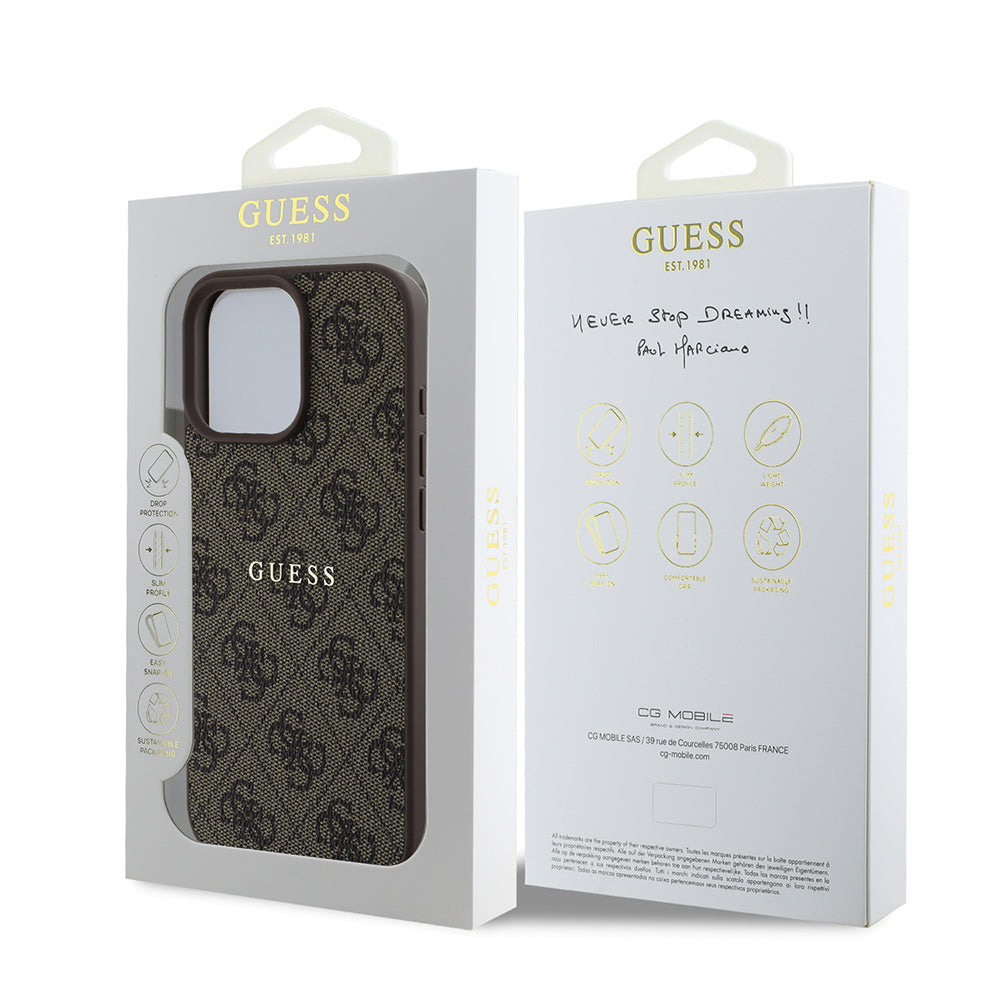 iPhone 15 Pro Max Kılıf Guess Orjinal Lisanslı M-safe Şarj Özellikli 4G Desen Yazı Logolu Kapak