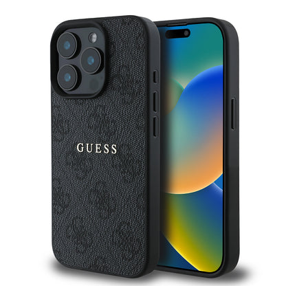 iPhone 15 Pro Max Kılıf Guess Orjinal Lisanslı M-safe Şarj Özellikli 4G Desen Yazı Logolu Kapak
