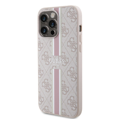 iPhone 15 Pro Max Kılıf Guess Orjinal Lisanslı M-safe Şarj Özellikli 4G Şerit Tasarımlı Printed Kapak