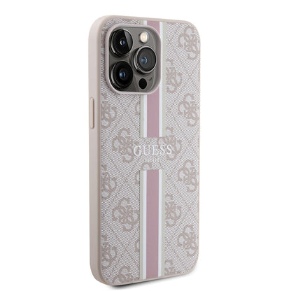 iPhone 15 Pro Max Kılıf Guess Orjinal Lisanslı M-safe Şarj Özellikli 4G Şerit Tasarımlı Printed Kapak