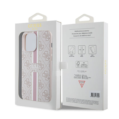iPhone 15 Pro Max Kılıf Guess Orjinal Lisanslı M-safe Şarj Özellikli 4G Şerit Tasarımlı Printed Kapak