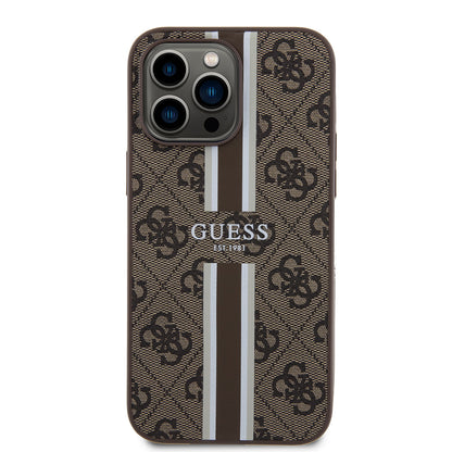 iPhone 15 Pro Max Kılıf Guess Orjinal Lisanslı M-safe Şarj Özellikli 4G Şerit Tasarımlı Printed Kapak