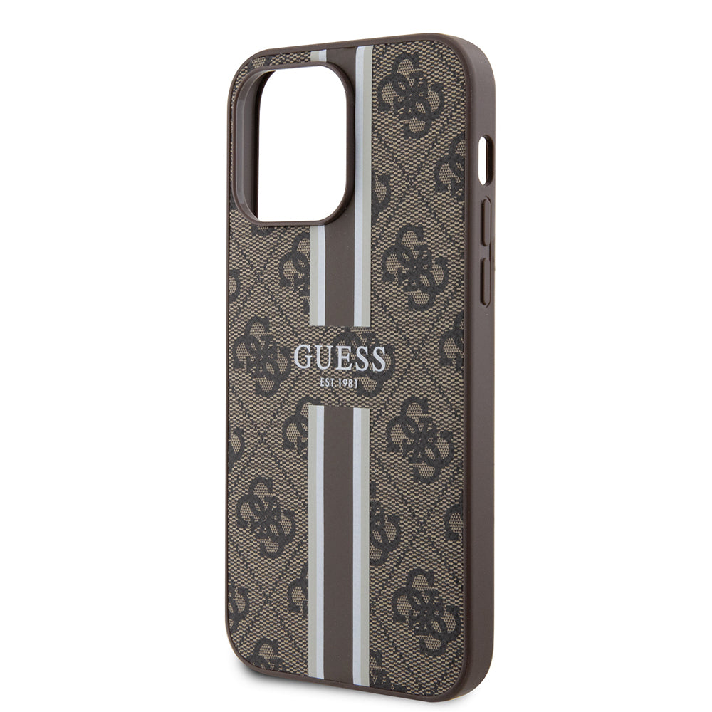 iPhone 15 Pro Max Kılıf Guess Orjinal Lisanslı M-safe Şarj Özellikli 4G Şerit Tasarımlı Printed Kapak
