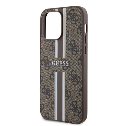 iPhone 15 Pro Max Kılıf Guess Orjinal Lisanslı M-safe Şarj Özellikli 4G Şerit Tasarımlı Printed Kapak
