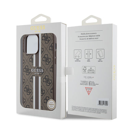 iPhone 15 Pro Max Kılıf Guess Orjinal Lisanslı M-safe Şarj Özellikli 4G Şerit Tasarımlı Printed Kapak