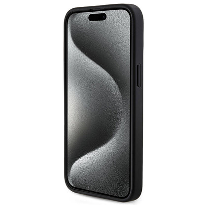 iPhone 15 Pro Max Kılıf Guess Orjinal Lisanslı M-safe Şarj Özellikli PU Halkalı 4G Desenli Yazı Logolu Kapak