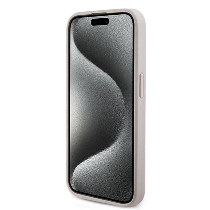 iPhone 15 Pro Max Kılıf Guess Orjinal Lisanslı M-safe Şarj Özellikli PU Halkalı 4G Desenli Yazı Logolu Kapak