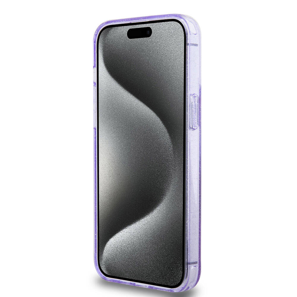 iPhone 15 Pro Max Kılıf Guess Orjinal Lisanslı M-safe Şarj Özellikli Simli Arka Yüzey Ring Standlı Kapak