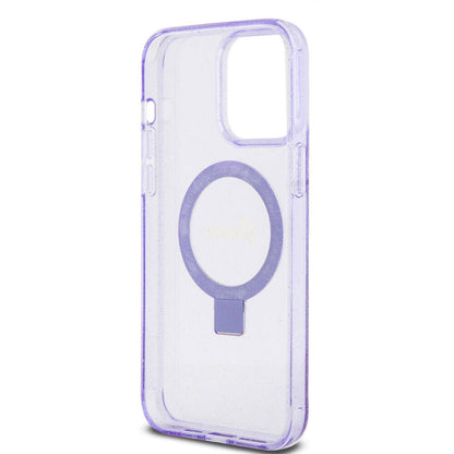 iPhone 15 Pro Max Kılıf Guess Orjinal Lisanslı M-safe Şarj Özellikli Simli Arka Yüzey Ring Standlı Kapak