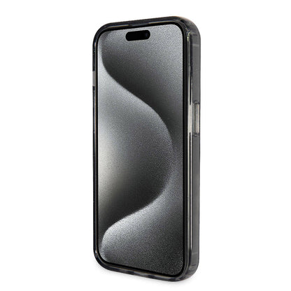 iPhone 15 Pro Max Kılıf Guess Orjinal Lisanslı M-safe Şarj Özellikli Simli Arka Yüzey Ring Standlı Kapak