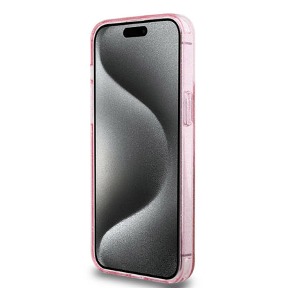 iPhone 15 Pro Max Kılıf Guess Orjinal Lisanslı M-safe Şarj Özellikli Simli Arka Yüzey Ring Standlı Kapak