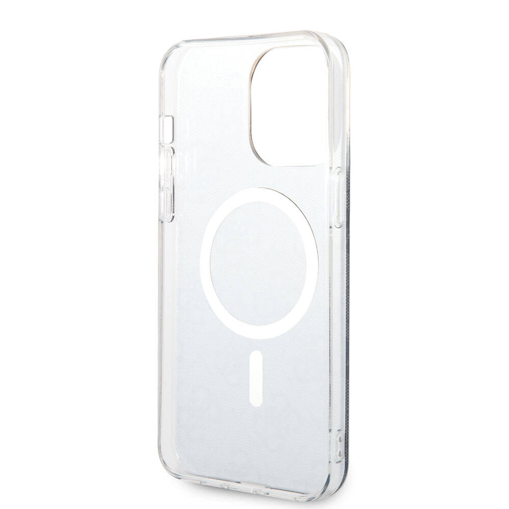 iPhone 15 Pro Max Kılıf Guess Orjinal Lisanslı M-safe Şarj Özellikli Yazı Logolu 4G Desenli Kapak