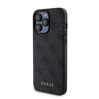 iPhone 15 Pro Max Kılıf Guess Orjinal Lisanslı M-safe Şarj Özellikli Yazı Logolu 4G Desenli Kapak + Powerbank 5000mAh 2in1 Set