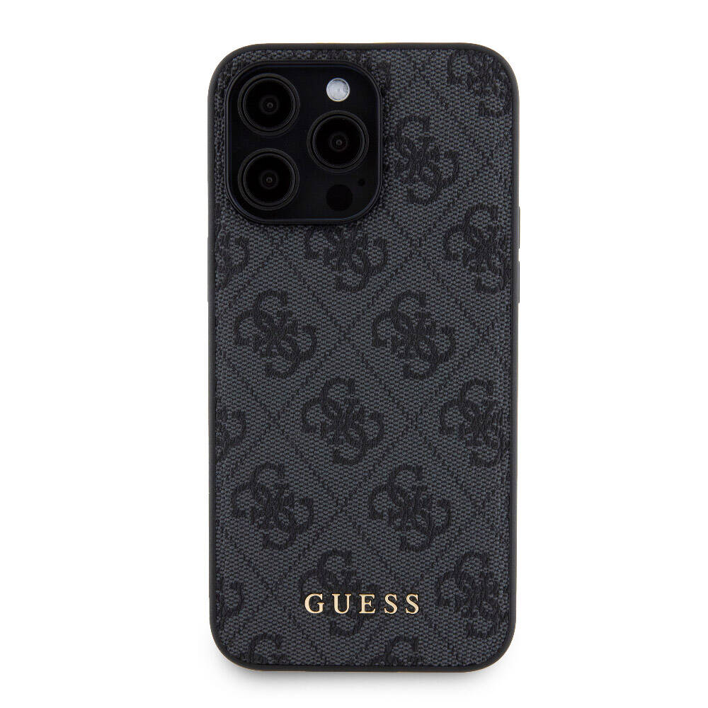 iPhone 15 Pro Max Kılıf Guess Orjinal Lisanslı M-safe Şarj Özellikli Yazı Logolu 4G Desenli Kapak + Powerbank 5000mAh 2in1 Set