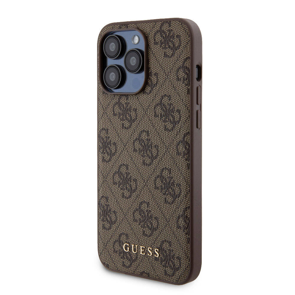 iPhone 15 Pro Max Kılıf Guess Orjinal Lisanslı M-safe Şarj Özellikli Yazı Logolu 4G Desenli Kapak + Powerbank 5000mAh 2in1 Set