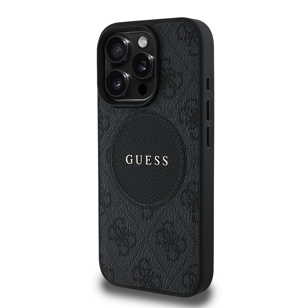 iPhone 15 Pro Max Kılıf Guess Orjinal Lisanslı M-safe Şarj Özellikli Yazı Logolu Circle Classic Kapak