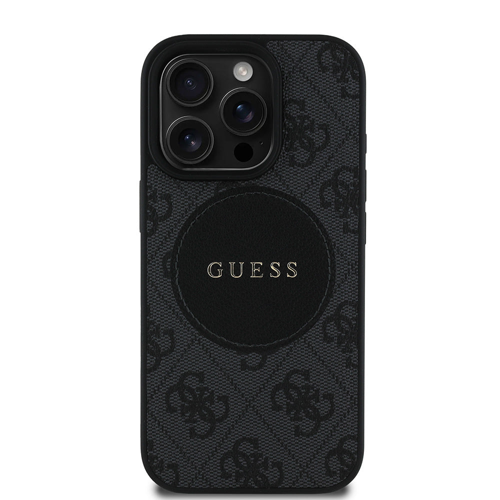 iPhone 15 Pro Max Kılıf Guess Orjinal Lisanslı M-safe Şarj Özellikli Yazı Logolu Circle Classic Kapak
