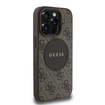 iPhone 15 Pro Max Kılıf Guess Orjinal Lisanslı M-safe Şarj Özellikli Yazı Logolu Circle Classic Kapak