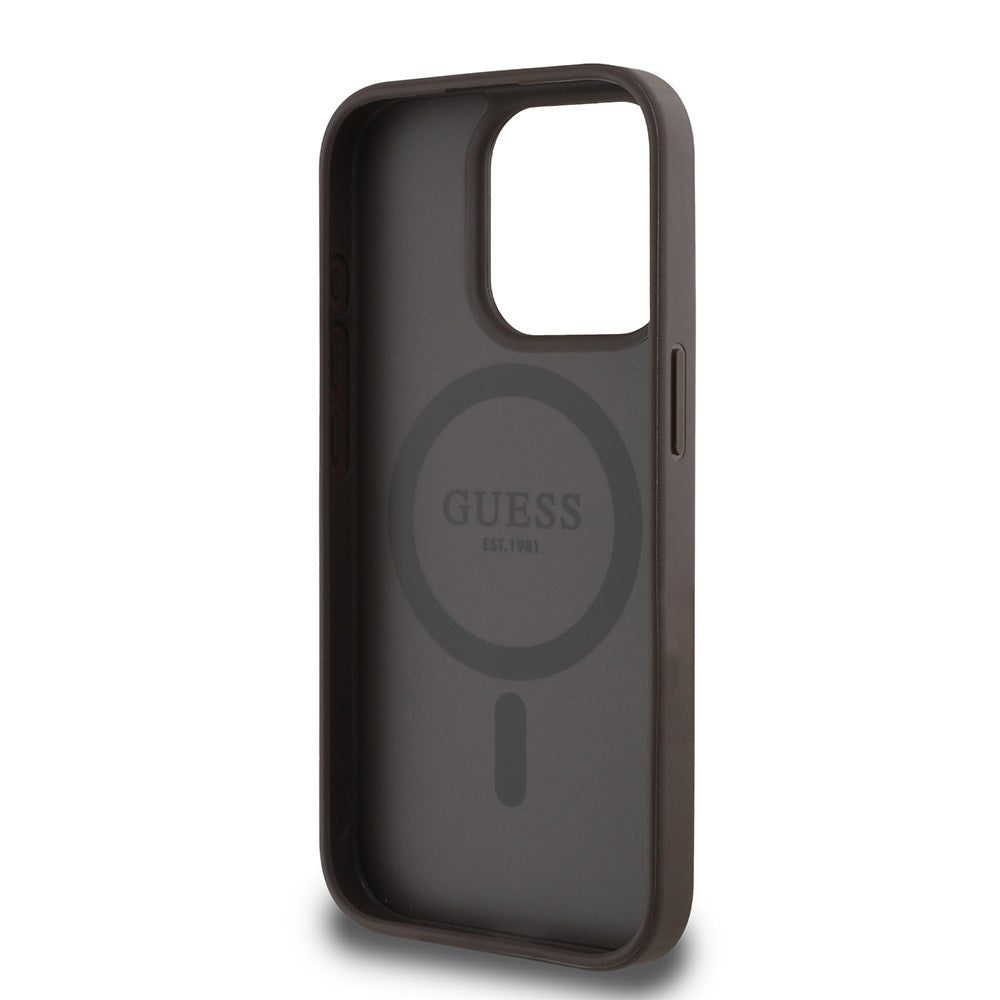 iPhone 15 Pro Max Kılıf Guess Orjinal Lisanslı M-safe Şarj Özellikli Yazı Logolu Circle Classic Kapak
