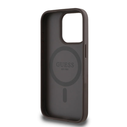 iPhone 15 Pro Max Kılıf Guess Orjinal Lisanslı M-safe Şarj Özellikli Yazı Logolu Circle Classic Kapak