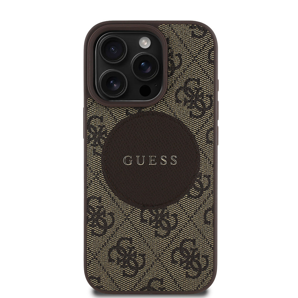 iPhone 15 Pro Max Kılıf Guess Orjinal Lisanslı M-safe Şarj Özellikli Yazı Logolu Circle Classic Kapak