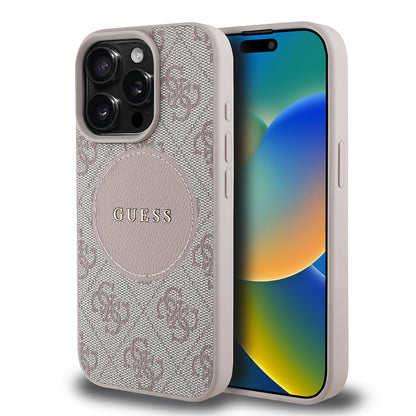 iPhone 15 Pro Max Kılıf Guess Orjinal Lisanslı M-safe Şarj Özellikli Yazı Logolu Circle Classic Kapak