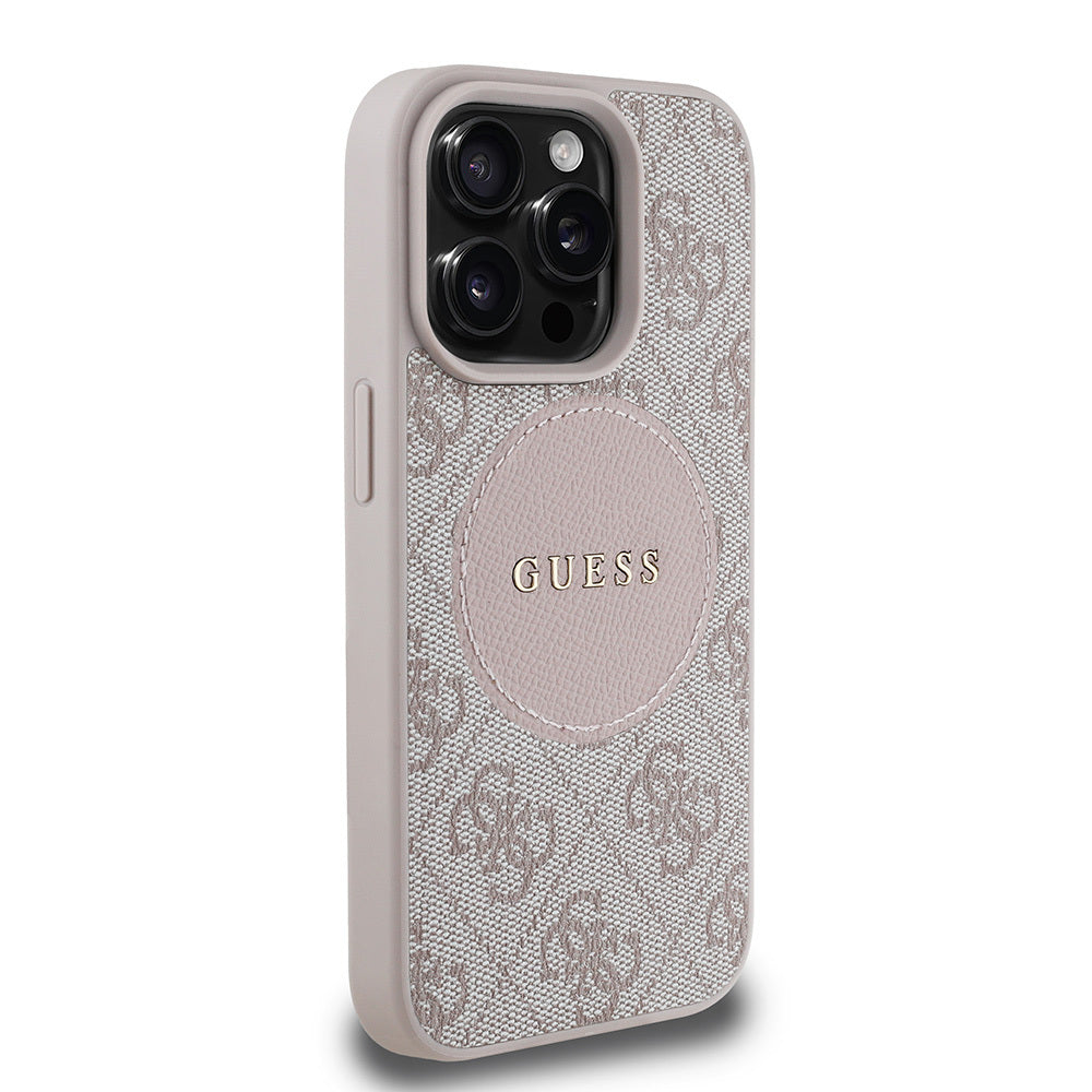 iPhone 15 Pro Max Kılıf Guess Orjinal Lisanslı M-safe Şarj Özellikli Yazı Logolu Circle Classic Kapak