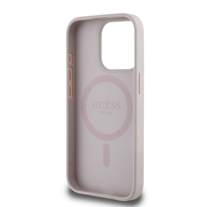 iPhone 15 Pro Max Kılıf Guess Orjinal Lisanslı M-safe Şarj Özellikli Yazı Logolu Circle Classic Kapak