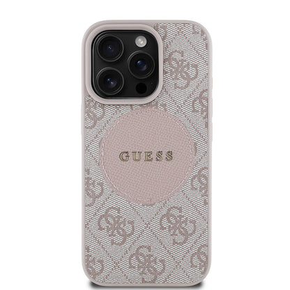 iPhone 15 Pro Max Kılıf Guess Orjinal Lisanslı M-safe Şarj Özellikli Yazı Logolu Circle Classic Kapak