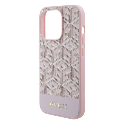 iPhone 15 Pro Max Kılıf Guess Orjinal Lisanslı M-safe Şarj Özellikli Yazı Logolu GCube Desenli Kapak
