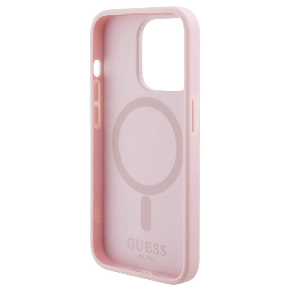 iPhone 15 Pro Max Kılıf Guess Orjinal Lisanslı M-safe Şarj Özellikli Yazı Logolu GCube Desenli Kapak