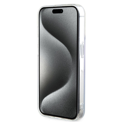 iPhone 15 Pro Max Kılıf Guess Orjinal Lisanslı M-safe Şarj Özellikli Yazı Logolu Iridescent Kapak