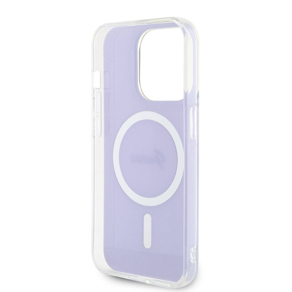 iPhone 15 Pro Max Kılıf Guess Orjinal Lisanslı M-safe Şarj Özellikli Yazı Logolu Iridescent Kapak