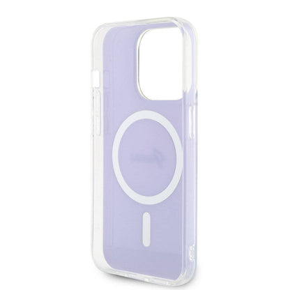 iPhone 15 Pro Max Kılıf Guess Orjinal Lisanslı M-safe Şarj Özellikli Yazı Logolu Iridescent Kapak