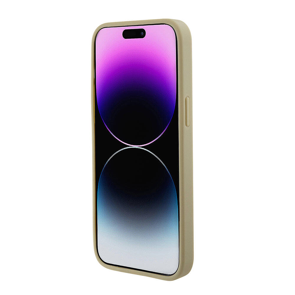iPhone 15 Pro Max Kılıf Guess Orjinal Lisanslı M-safe Şarj Özellikli Yazı Logolu Saffiano Kapak