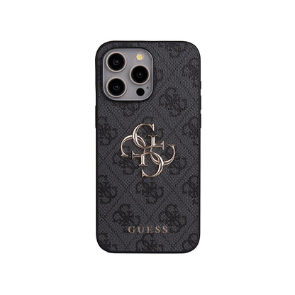 iPhone 15 Pro Max Kılıf Guess Orjinal Lisanslı PU Deri 4G Büyük Metal Logolu Çapraz Vücut Askılı Kapak