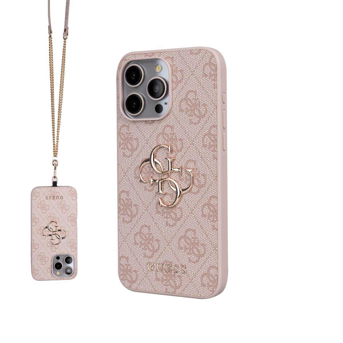iPhone 15 Pro Max Kılıf Guess Orjinal Lisanslı PU Deri 4G Büyük Metal Logolu Çapraz Vücut Askılı Kapak