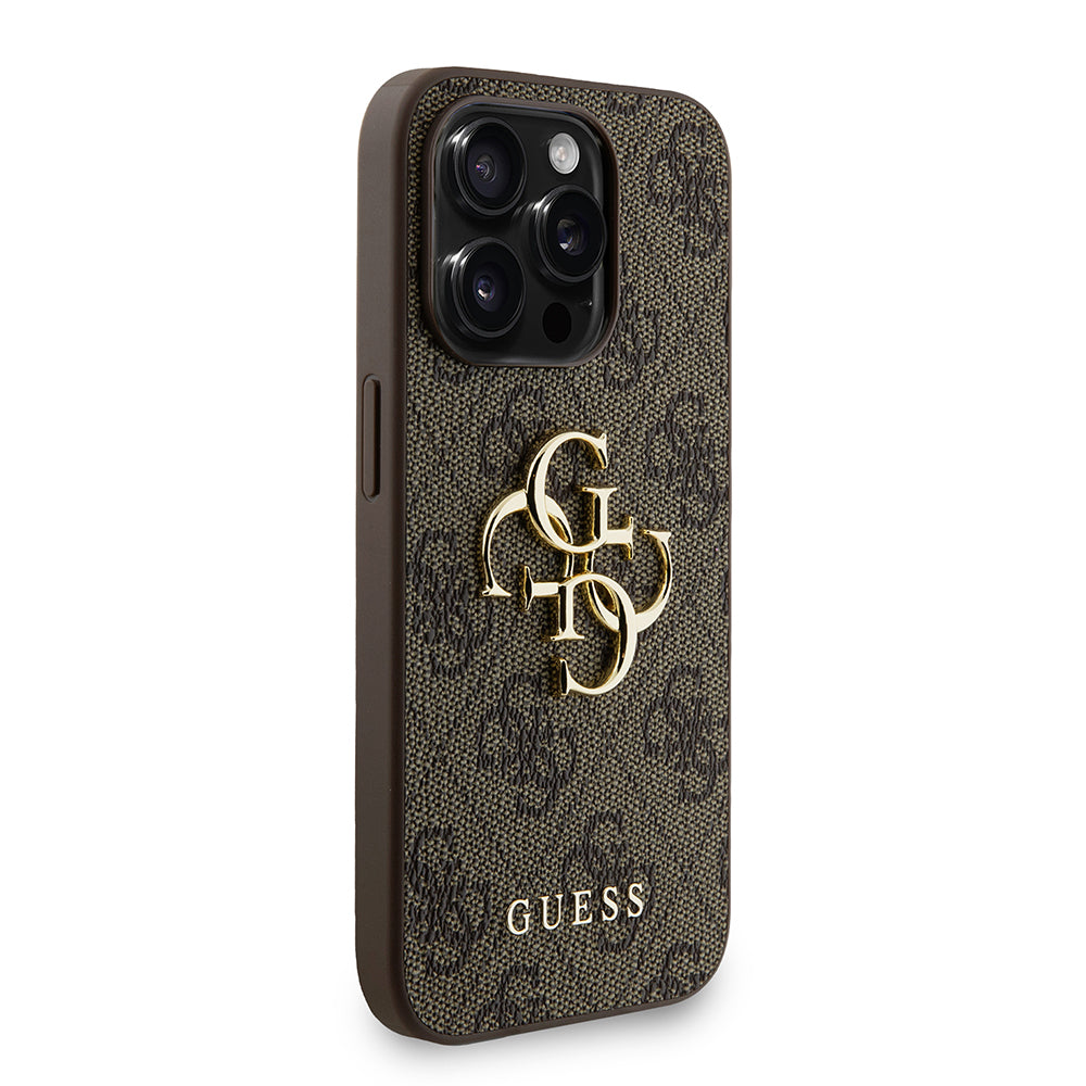 iPhone 15 Pro Max Kılıf Guess Orjinal Lisanslı PU Deri Bilek Askı İpli Metal Büyük 4G ve Yazı Logolu Kapak