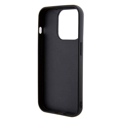 iPhone 15 Pro Max Kılıf Guess Orjinal Lisanslı PU Deri Metal Yazı Logolu Kapitone Kapak