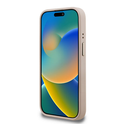 iPhone 15 Pro Max Kılıf Guess Orjinal Lisanslı PU Deri Taşlı Üçgen Logo 4G Desenli Kamera Standlı Kapak