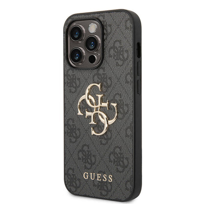 iPhone 15 Pro Max Kılıf Guess Orjinal Lisanslı PU Deri Yazı ve 4G Metal Logolu Desenli Kapak