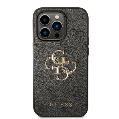 iPhone 15 Pro Max Kılıf Guess Orjinal Lisanslı PU Deri Yazı ve 4G Metal Logolu Desenli Kapak